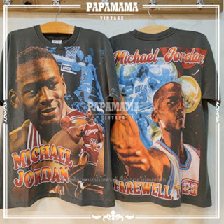 [ CHICAGO BULLS ] Michael Jordan FareWell To 23s ฟอกเทา เสื้อบาส บูลส์ จอร์ดแดน เสื้อวินเทจ papamama vintage