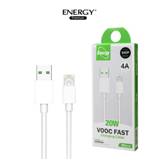 "สายชาร์จ FOR OPPO Micro-Vooc Super ชาร์จเร็ว 4A/20w และรองรับมือถือทุกยี่ห้อที่เป็น Micro ของแท้ยี่ห้อ Energy"