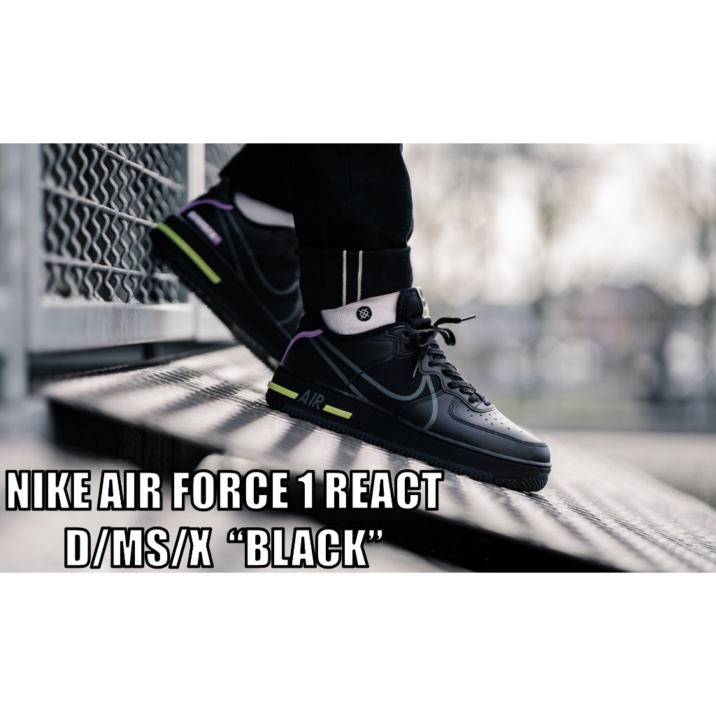 [พร้อมส่ง] Nike Air Force 1 React D/MS/X  "BLACK"