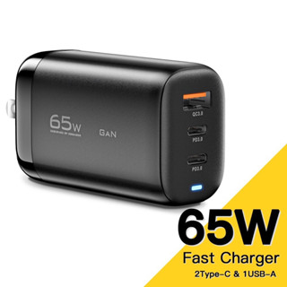 Essager GaN อุปกรณ์ชาร์จเร็ว 65W US  QC 3.0 PD3.0 Type C สําหรับ Samsung Huawei แล็ปท็อป ส่งด่วน1-2ถึง