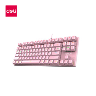 Deli คีย์บอร์ด คีบอร์ดเกมมิ่ง พอร์ตเชื่อต่อแบบ USB แป้นโค้งรับมือ ระบบไฟ 5 โหมด มี 3 สี Keyboard