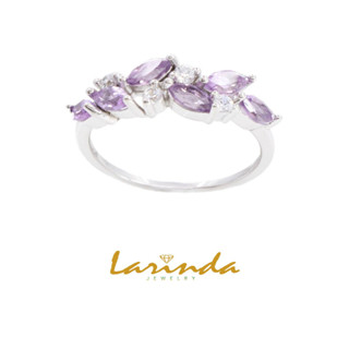 แหวนพลอยแท้ Brazil Amethystethyst Silver 925 ชุบ White gold