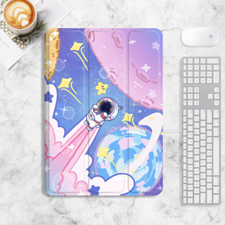 starry sky astronaut เคส iPad air1/2/3/4/5 mini4/5/6 เคสไอแพด gen7/8/9 10 case iPad pro11 2022 เคสซิลิโคน มีที่ใส่ปากกา