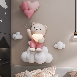 เซ็ตโคมไฟหมี ประดับห้องติดผนังขนาดโดยรวม 100*160cm มี 3 สี