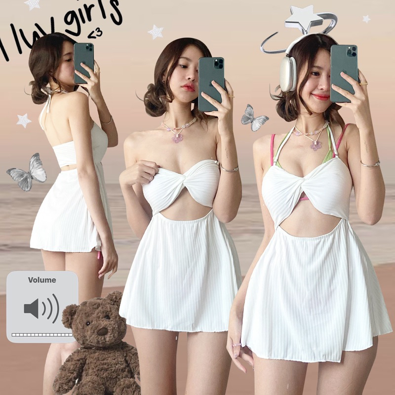ICEBLINK | Summer mini dress มินิเดรส ชุดคลุมบิกินี่ มี3 สี white, pink, black [พร้อมส่ง]