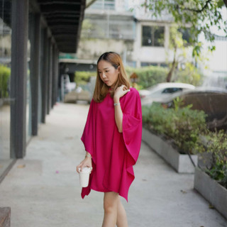 SLAY. - Monaco Silk Satin Dress - Fuchsia