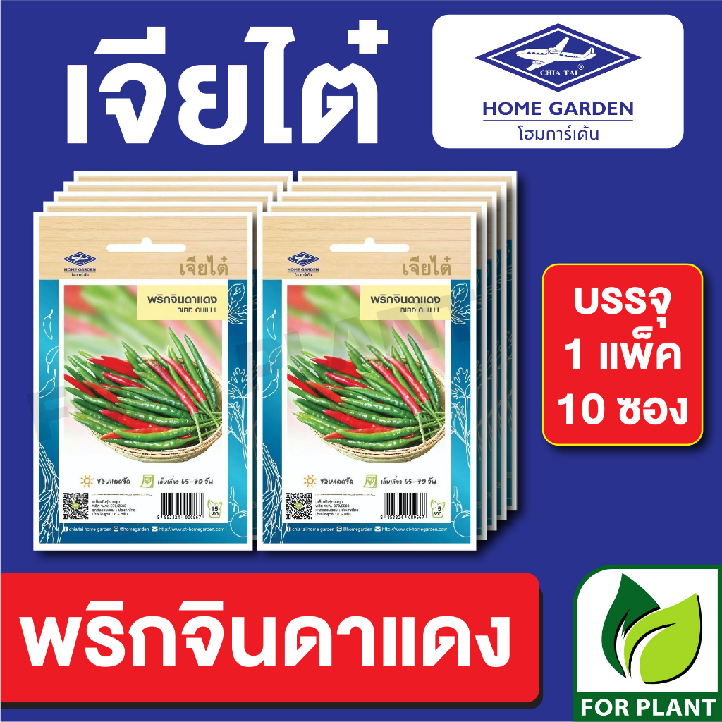 เมล็ดพันธุ์ ผักซอง พริกจินดาแดง ตราเจียไต๋ CT15 บรรจุแพ็คล่ะ 10 ซอง ราคา 75 บาท