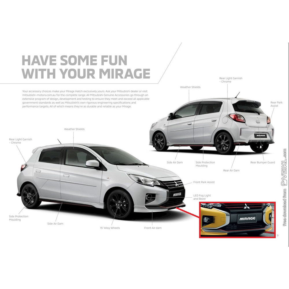 ชุดแต่งใต้กระจังหน้าติดสติกเกอร์ Mitsubishi Mirage ปี 2020-2024