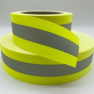 100 Meters แถบผ้าสะท้อนแสง คาดแถบสะท้อนแสง สีเหลืองมะนาว Reflective Strips Cloth Reflective Fabric Sewing Tape ,4cm *1cm