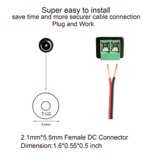 DC Jack ตัวผู้5 ตัวเมีย5 Connector 10ชิ้น แจ๊คชาย หญิง 5.5*2.1mm กล้องวงจรปิด CCTV 3-36V 5A