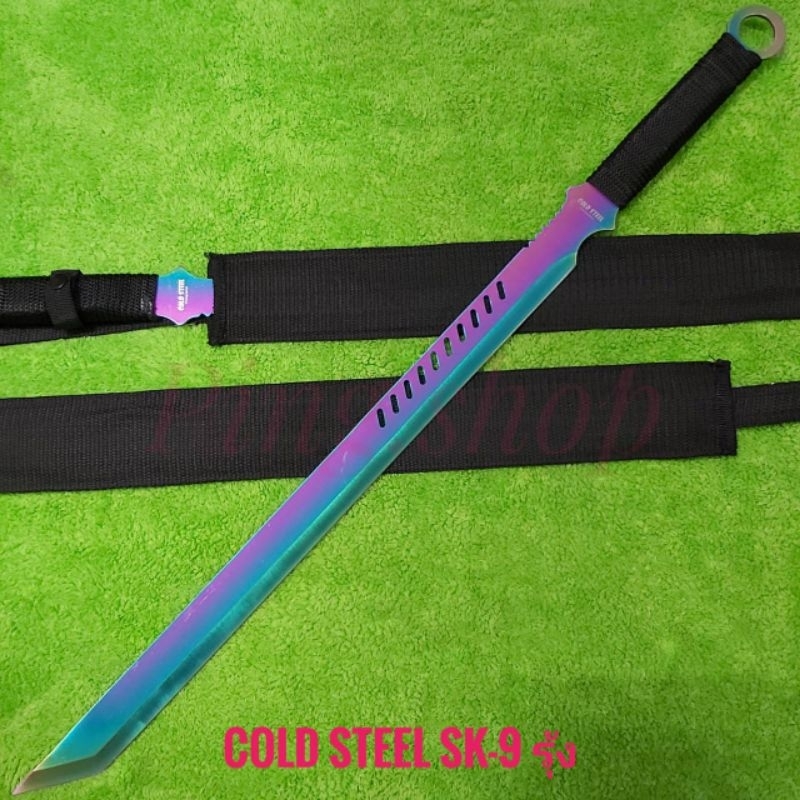 อุปกรณ์เดินป่า มีดยาว มีดเดินป่า มีดสปาต้า มีดพกเดินป่า มีดดาบ COLD STEEL รุ่น SK-9รุ้ง ใบมีดไทเทด้ามพันเชือกสวยๆ