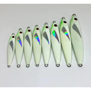 A-013 เหยื่อจิ๊กสีเขียวเรืองแสง Glow Green Hologram Jig 30g-150g งานทะเล