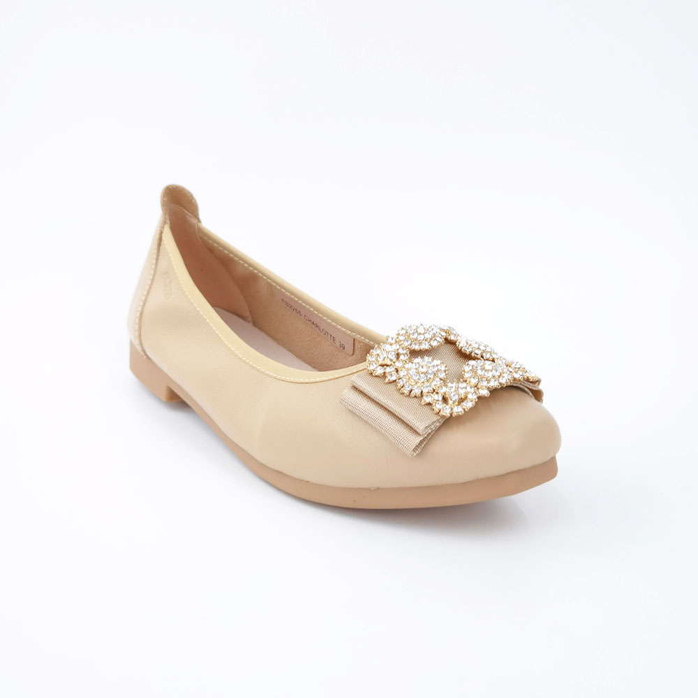 ST.JAMES รองเท้าหนังแท้/รองเท้าส้นแบน ส้น 1.7 CM. รุ่น CHARLOTTE สี L.OVALTINE | รองเท้าคัทชู ผู้หญิง