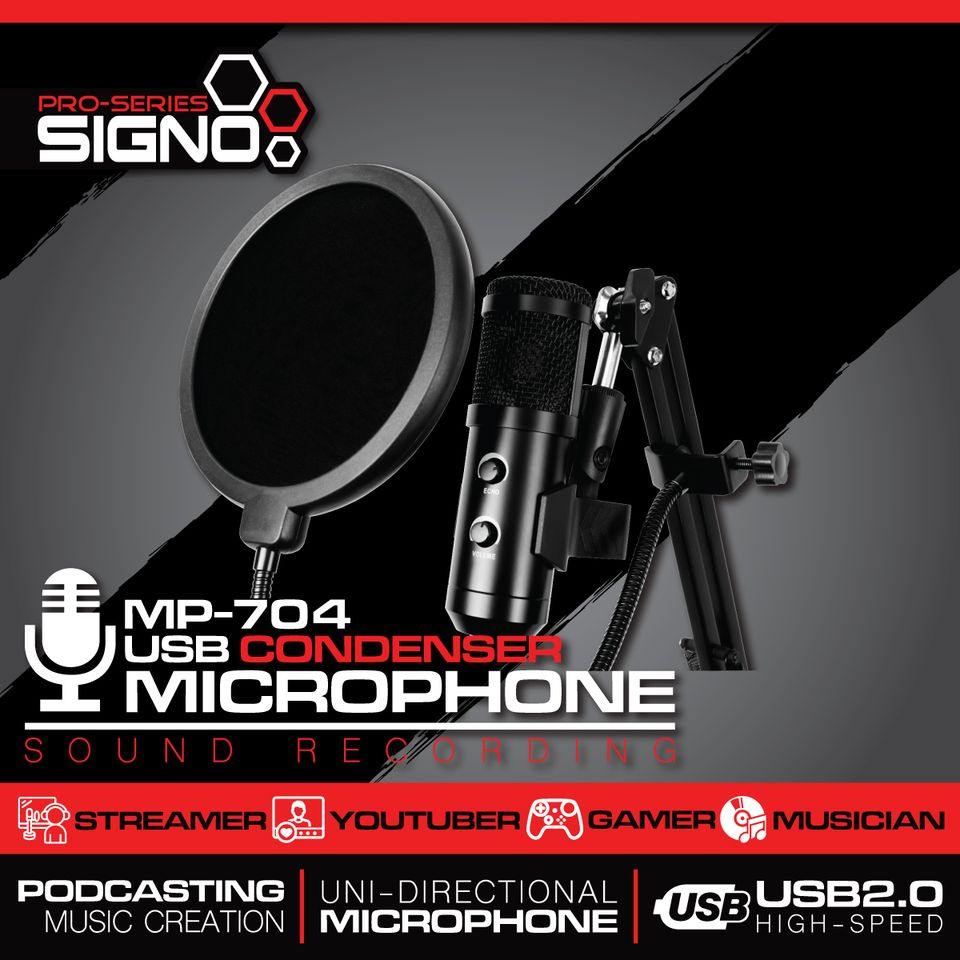 SIGNO USB Condenser Microphone Sound Recording รุ่น MP-704 (ไมค์โครโฟน)