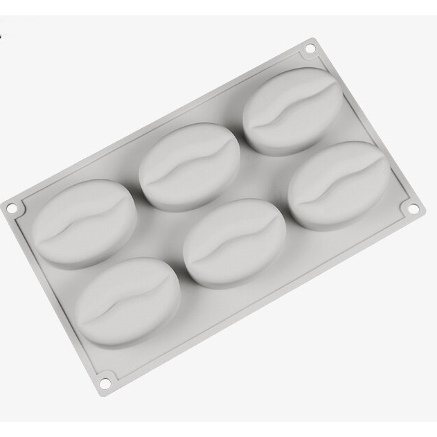 แม่พิมพ์ ซิลิโคน เมล็ดกาแฟ ใหญ่ 6 ช่อง (สีเทา) Coffee Beans silicone molds สำหรับงานประดิษฐ์ งานฝีมือ ขนม ช็อคโกแลต