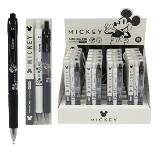 ปากกา MICKEY MOUSE CM-567MJ ปากกากึ่งเจล หมึกสีน้ำเงิน ขนาด 0.5mm. ด้ามสี ขาว ดำ บรรจุ 2ด้าม/แพ็ค