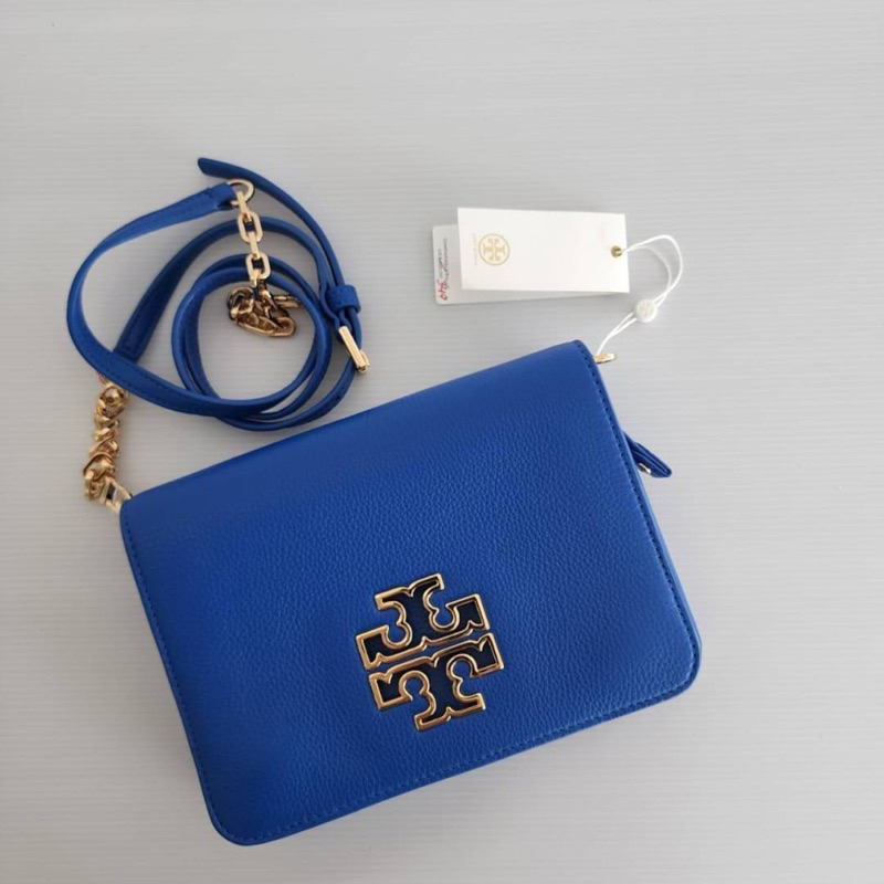 🎀 (สด-ผ่อน) กระเป๋าสะพายสีน้ำเงิน 39053 Tory Burch Britten Combo Crossbody / Imperial Garnet