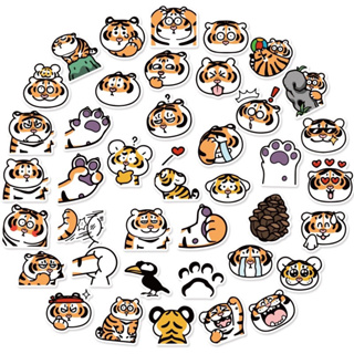 สติ๊กเกอร์ น้องเสือ 442 เสืออ้วน 40ชิ้น น้องน่ารักมาก Tiger อ้วน การ์ตูน ตุ๊กตา เสือ สัตว์ เบบี้ชัค baby shark ฉลาม เด็ก