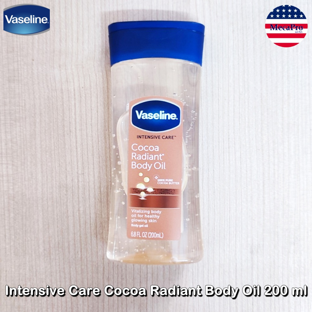 Vaseline® Intensive Care Cocoa Radiant Body Oil 200 ml วาสลีน บอดี้ออยล์ น้ำมันผิวกาย
