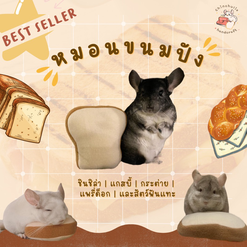 Chinchulie | หมอนขนมปัง   หมอนสัตว์เล็ก แกสบี้ กระต่าย ชูก้าไกรเดอร์ แพรี่ด็อก สัตว์ฟันแทะ