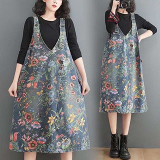 🌈🌿🌼🌸🌺💙🧡🇰🇷Jeans BiB Floral Long Skirt