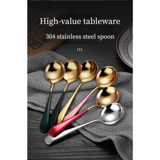 ช้อนส้อม ช้อนขนมหวาน มีสีทอง ดำ เงิน นาค ส้อน＆ส้อมเกาหลี แสตนเลส -  Dessert Stainless Spoon Fork