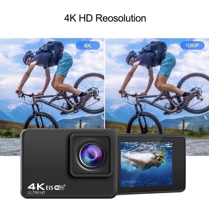 WELLCAM by ausek 4K AT-Q37CR allwinner V316 ACTIONCAMERA มีระบบกันสั่นและ ต่อMICนอกได้ เหมาะ ติดมอไซค์ และ ถ่ายใต้น้ำ
