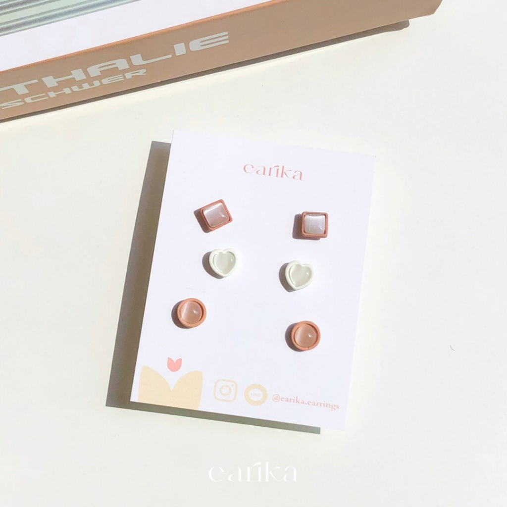 earika.earrings - resin puzzle set เซ็ตต่างหูก้านเงินแท้ชุบทองคำขาว คนแพ้ง่ายใส่ได้