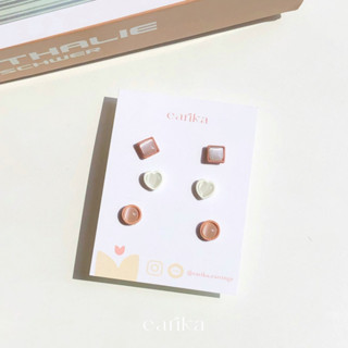 (กรอกโค้ด GG24P ลด 65.-) earika.earrings - resin puzzle set เซ็ตต่างหูก้านเงินแท้ คนแพ้ง่ายใส่ได้