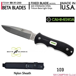 มีดพก CAMMENGA รุ่น BETA BLADES มีดเล่มแรกในโลกที่ฝังแท่งเรืองแสง Tritium มีดด้ามตายแบบ Full tang ผลิตใน U.S.A.