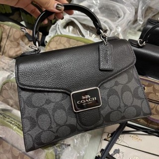 กระเป๋าสะพาย NEW COACH Pepper Satchel In Signature Canvas &amp; Leather Black Multi C7226