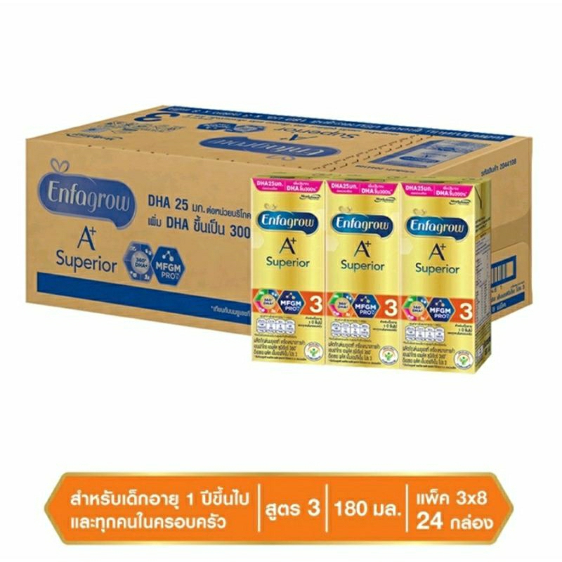 พร้อมส่ง !! Enfagrow A+ Superior สูตร 3 รสจืด 180 มล. 24 กล่อง (ยกลัง)