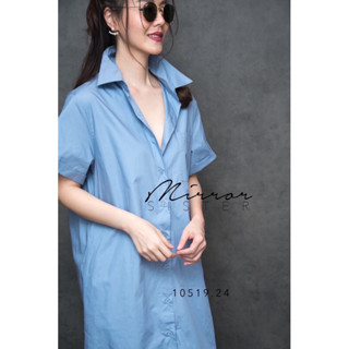 Mon To Sun Wear Dress Shirt•เดรสเชิ้ตทรงเรียบง่าย แต่ใส่แล้วได้ความคลาสสิคลุค แพทเทรินเก๋ คอเช้ิต..แขนสั้น กระดุมผ่ายาว