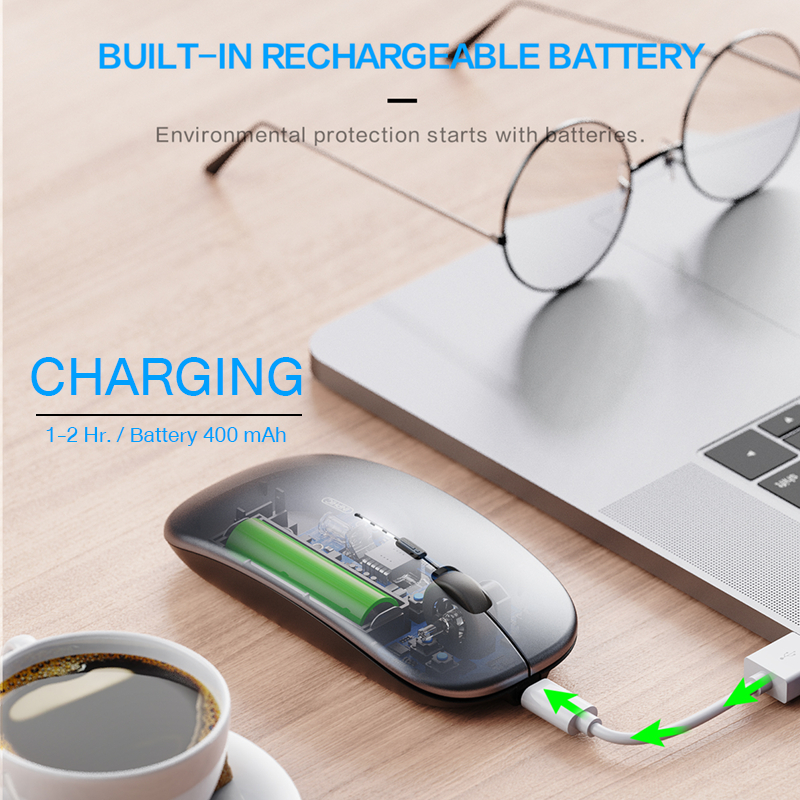 (มีไฟ, แบตในตัว) Inphic M1P เมาส์เมาส์ไร้สาย เมาส์ wireless mouse M1 และ Bluetooth mouse เม้าส์ไร้สาย