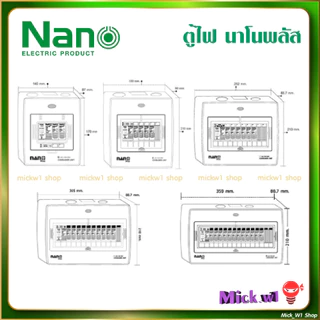 Nano Plus ตู้คอนซูเมอร์ มีกันดูด RCBO 2ช่อง 4ช่อง 6ช่อง 10ช่อง 12ช่อง ยี่ห้อ นาโน