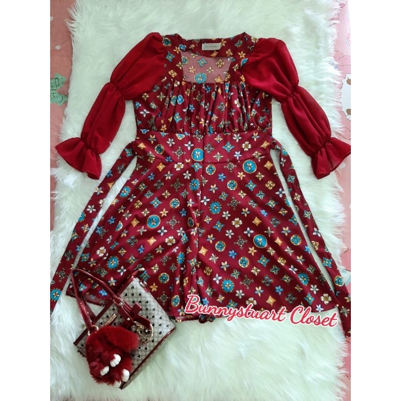 จั๊มสั้นซิปหน้า ผ้าไหมอิตาลี แขนชีฟอง ป้าย P.pream shop