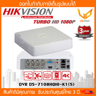 HIKVISION เครื่องบันทึกกล้องวงจรปิด DS-7108HQHI-K1/S (C) (8Ch) รองรับ 5 ระบบ รองรับกล้องมีไมค์สูงสุด 2MP รับประกัน 3 ปี