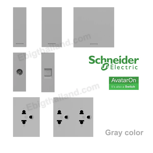 Schneider สวิทซ์ และปลั๊กต่างๆ สีเทา ใช้ร่วมกับฝา รุ่น Avatar On A
