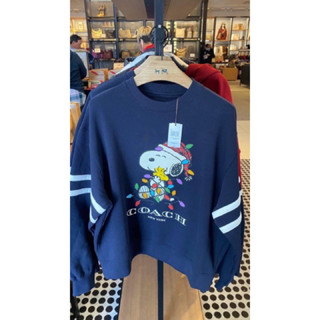 ❤️พร้อมส่ง🇺🇸ของแท้💯USA เสื้อแขนยาว COACH Snoopy สีกรม