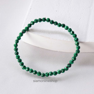 FACETED MALACHITE หินมาลาไคต์ แบบเจียเหลี่ยม ขนาด 4 มม. สร้อยข้อมือ หินแท้ by siamonlineshop