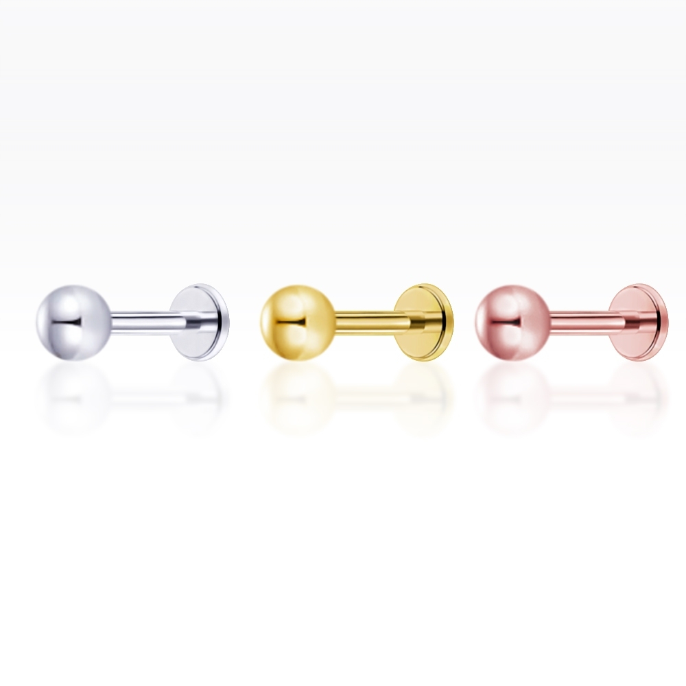 Piercingroom by Jay จิว/ต่างหูสำหรับผิวแพ้ง่าย Plain Ball แป้นแบน เงินแท้ (ราคาต่อชิ้น)