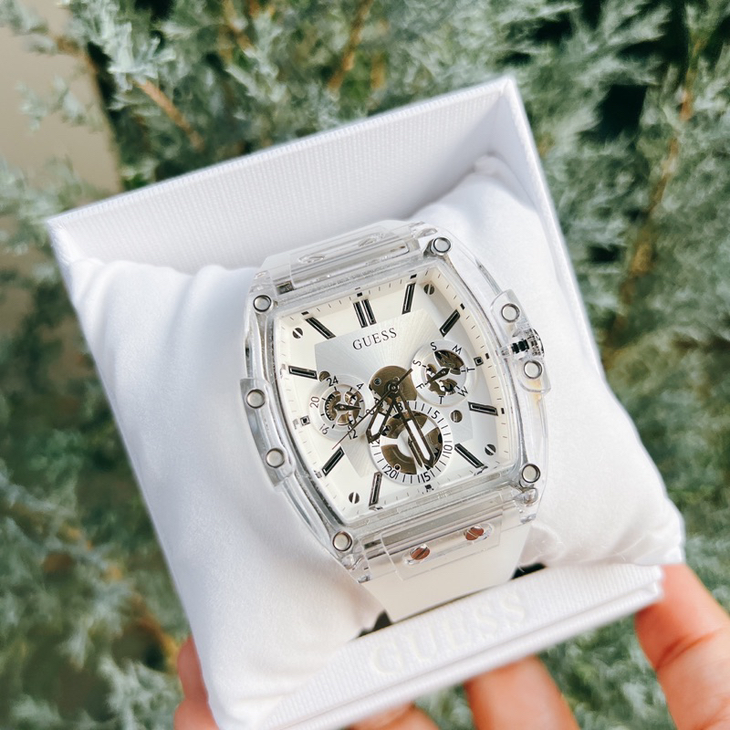 นาฬิกาข้อมือ Guess Watch Chronograph RM Style White Jelly Crystal Accented Watch