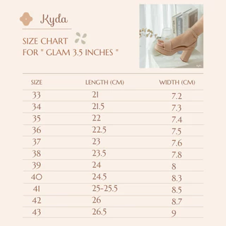 *หน้ากว้างแนะนำเพิ่ม1ไซส์ * Kyda รุ่น Glam ส้นสูง 3.5 นิ้ว เสริมด้านหน้าเพิ่มความสบาย