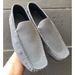 รองเท้าหนังแท้ทรงสวมสีเทา (size 35-46)