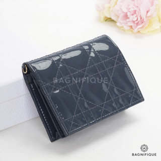 DIOR BI FOLD WALLET SHORT BLUE VERNIS GHW