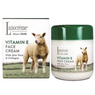 Lanocreme Vitamin E Face Cream with Aloe Vera&amp;Collagen 100g ครีมรกแกะผสมวิตามินอีว่านหางจรเข้และคอลลาเจนบำรุงผิวหน้า