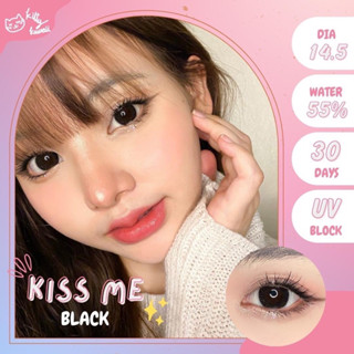 คอนเเทคเลนส์ Kitty kawaii Kiss me black (สีดำ size L) dia 14.5