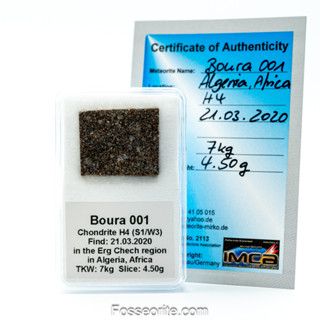 อุกกาบาต หิน BOURA 001 Meteorite แบบสไลซ์ พร้อมใบรับรอง จาก Germany #2 หนัก 4.5 กรัม