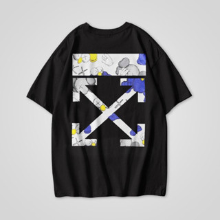 เสื้อยืดแฟชั่น Off WHITE X KAWS เสื้อยืดคอกลม แขนสั้น สีขาวล้วน ป้ายพรีเมียม