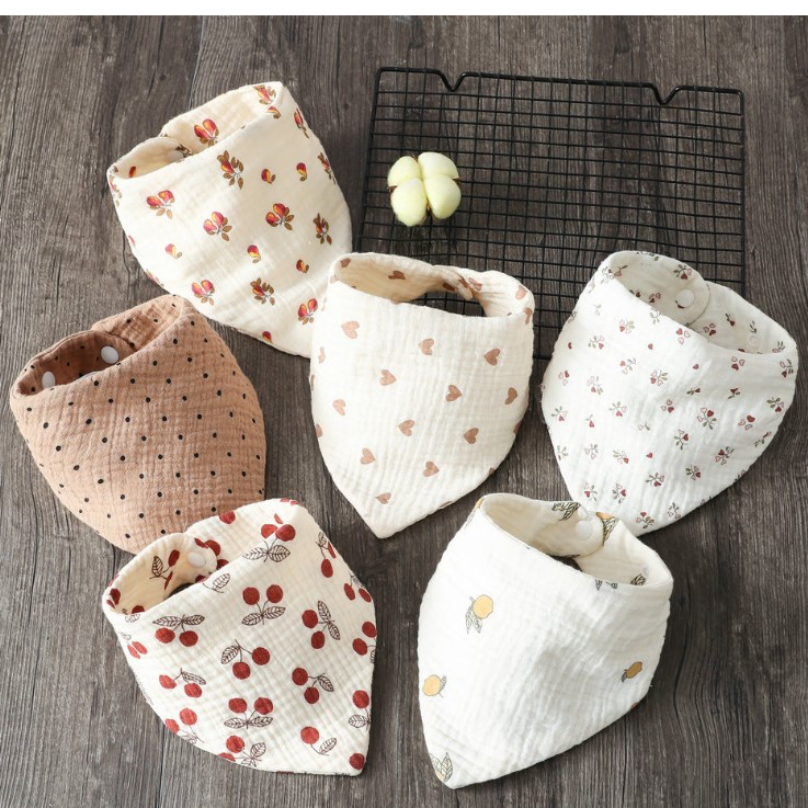 พร้อมส่ง! (หนา 8ชั้น) ผ้ากันเปื้อนเด็กทารก ผ้ามัสลิน Muslin กระดุม 2 ระดับ